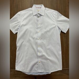 Eton Contemporary Fit 39 15.5 Blue Short Sleeve Dress Shirt